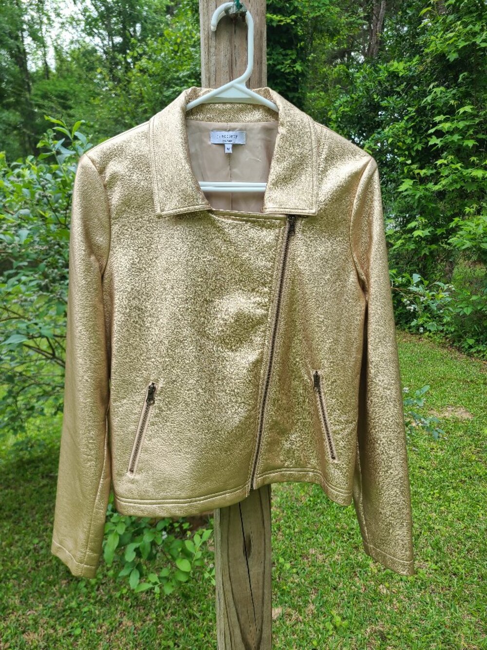 J. Society gold faux leather jacket size medium